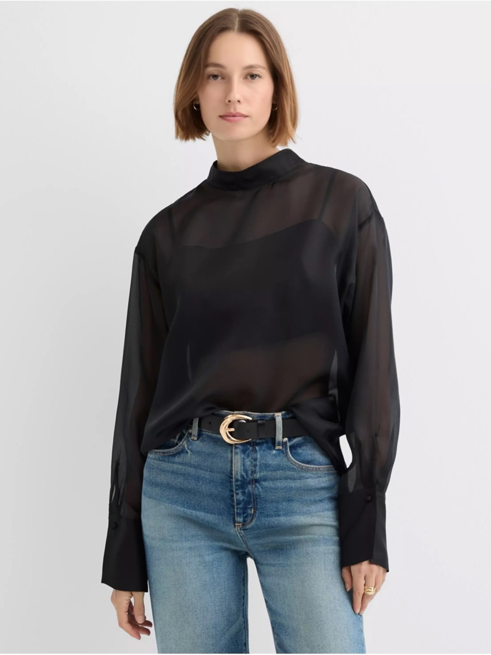 Loft Satin Cami Mock Neck Blouse